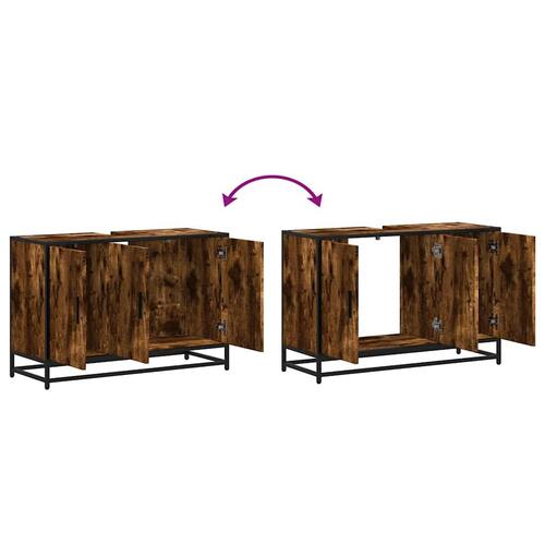 Skab til håndvask til badeværelse 90x33x60 cm røget eg
