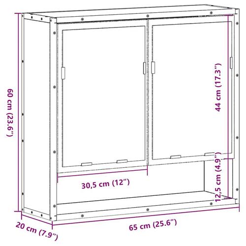 Badeværelsesskab med spejl 65x20x60 cm konstrueret træ sort