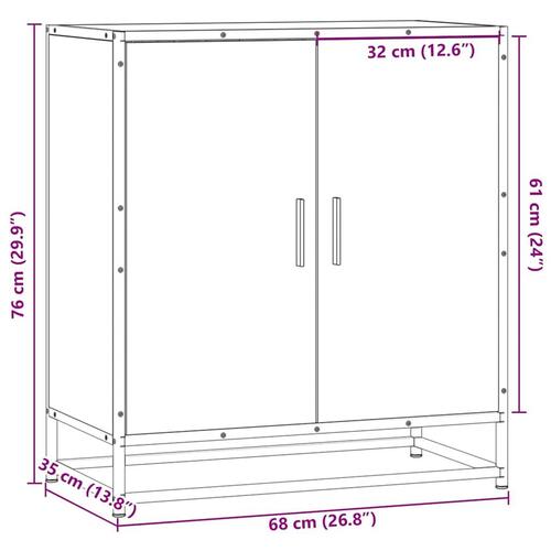Skab 68x35x76 cm konstrueret træ og metal grå sonoma-eg