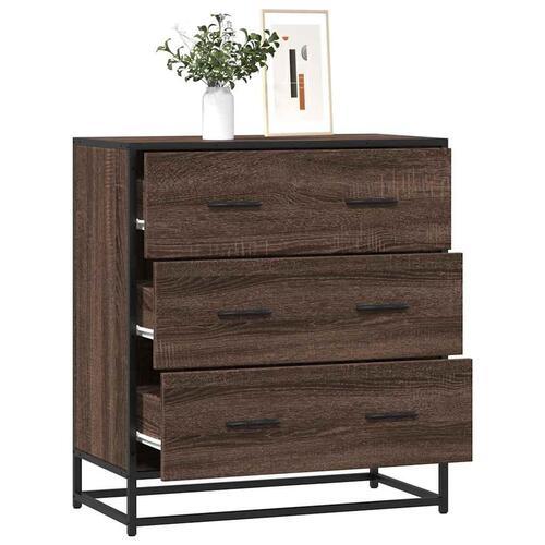 Skab 68x35x76 cm konstrueret træ og metal brun egetræsfarve