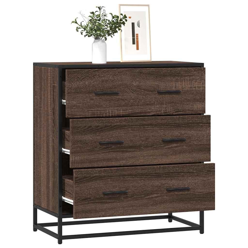 Skab 68x35x76 cm konstrueret træ og metal brun egetræsfarve