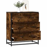 Skab 68x35x76 cm konstrueret træ og metal røget egetræsfarve