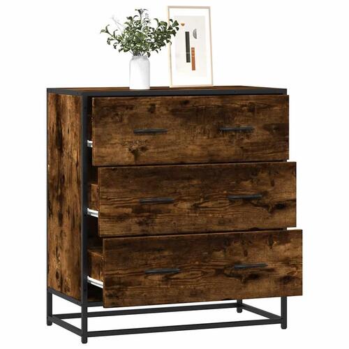Skab 68x35x76 cm konstrueret træ og metal røget egetræsfarve