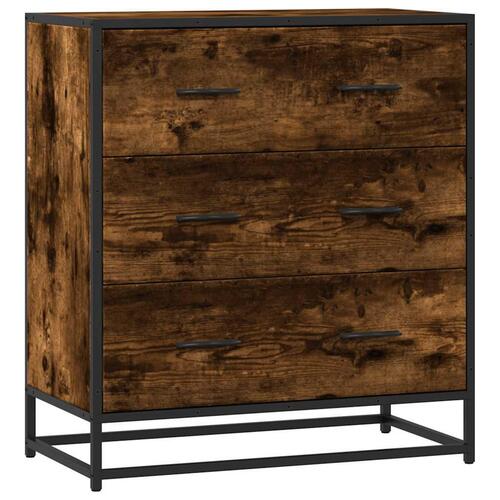 Skab 68x35x76 cm konstrueret træ og metal røget egetræsfarve