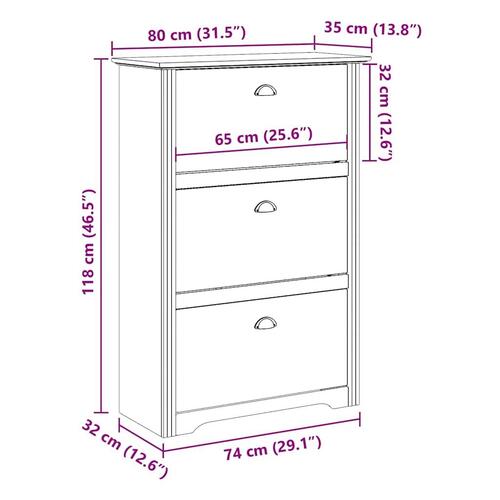 Skoreol BODO 80x35x118 cm hvid og brun