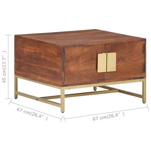Sofabord 67x67x45 cm massivt akacietræ honningbrun
