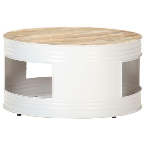 Sofabord 68x68x36 cm massivt mangotræ hvid