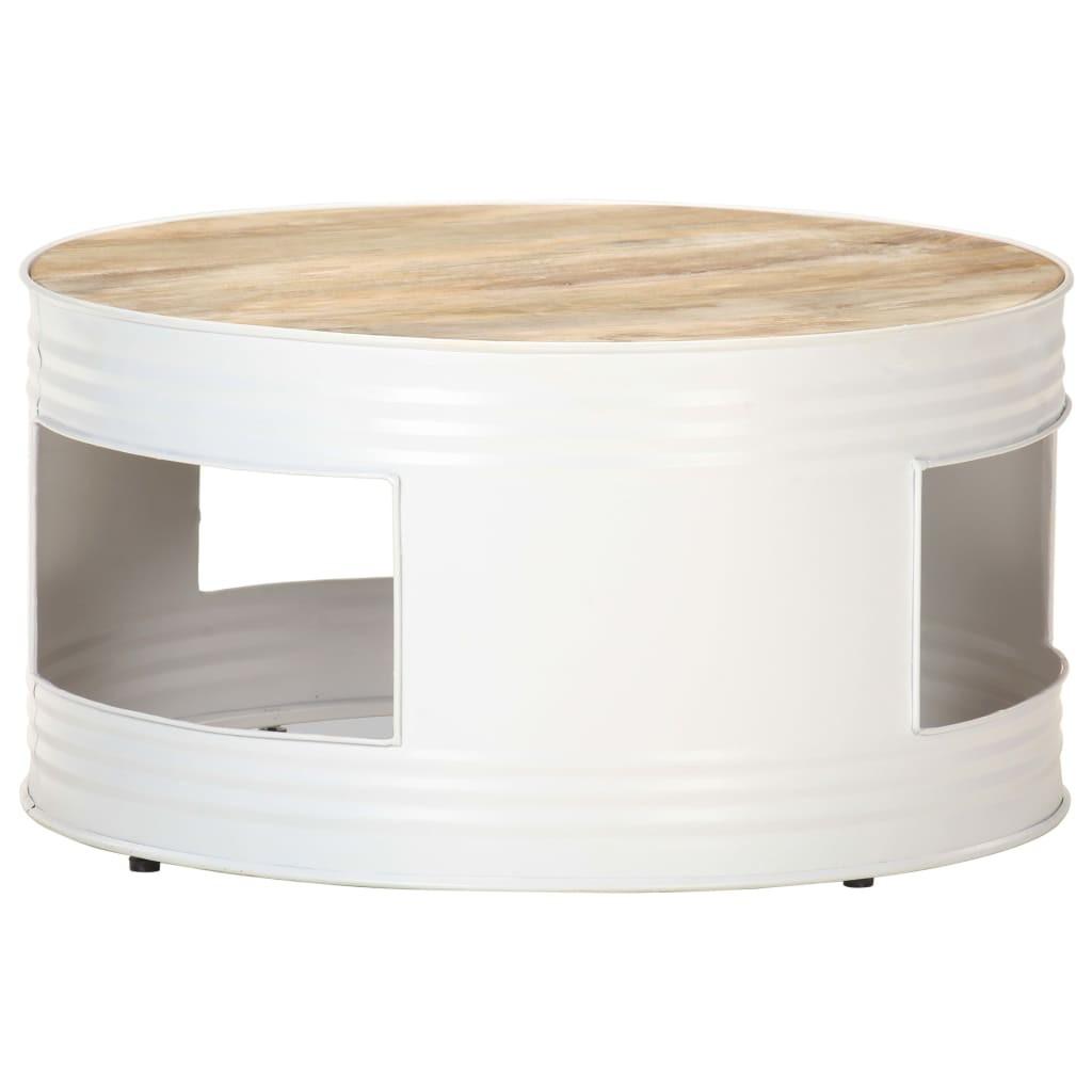 Sofabord 68x68x36 cm massivt mangotræ hvid