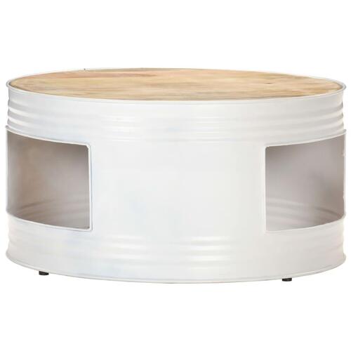 Sofabord 68x68x36 cm massivt mangotræ hvid