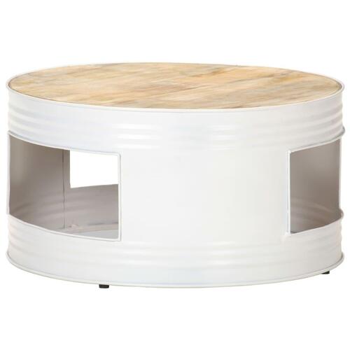 Sofabord 68x68x36 cm massivt mangotræ hvid