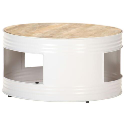 Sofabord 68x68x36 cm massivt mangotræ hvid