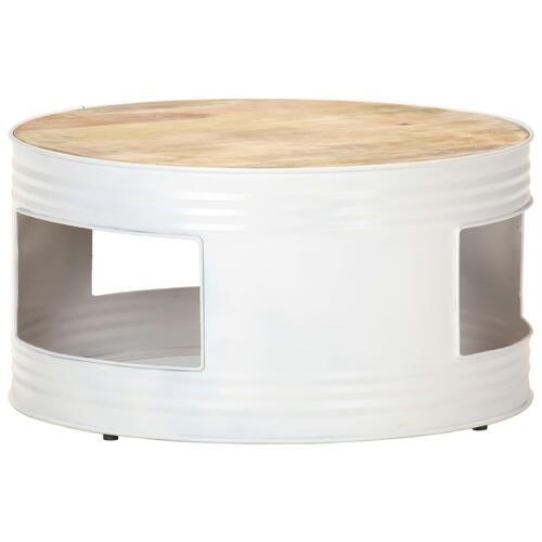 Sofabord 68x68x36 cm massivt mangotræ hvid