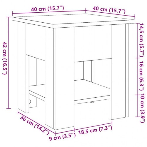 Sofabord 40×40×42 cm i konstrueret træ - kunsteg
