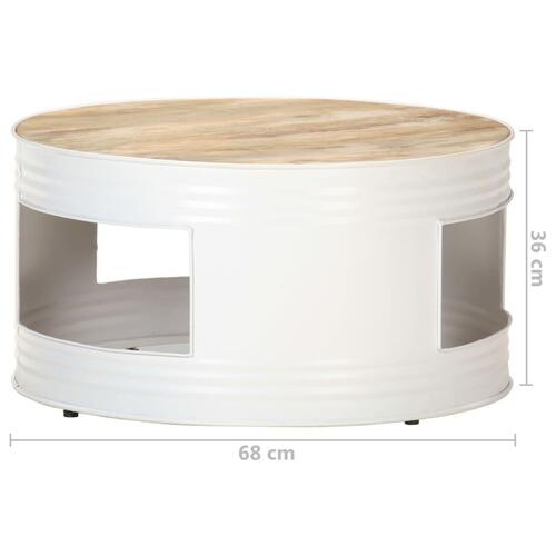 Sofabord 68x68x36 cm massivt mangotræ hvid