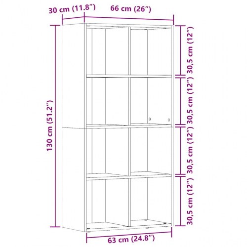 Bogskab / rumdeler 66 × 30 × 130 cm - konstrueret træ i kunsteg