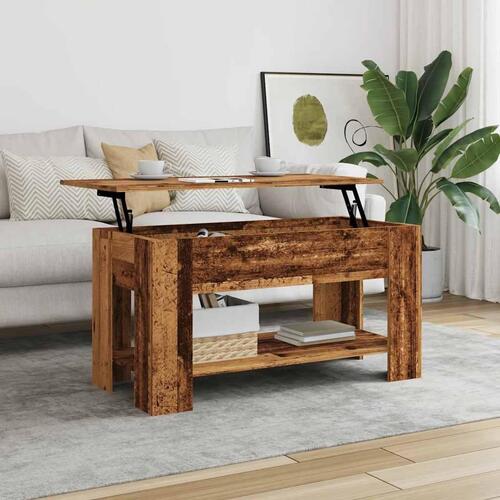 Sofabord 101x49x52 cm konstrueret træ antikt træ