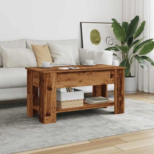 Sofabord 101x49x52 cm konstrueret træ antikt træ