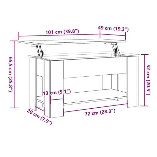 Sofabord 101x49x52 cm konstrueret træ antikt træ