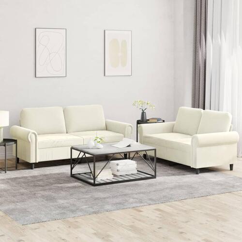 2 personers sofa med hynder velour cremefarvet