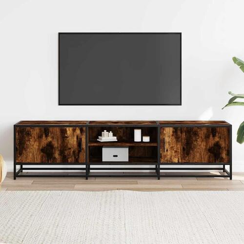 Tv-bord 160x35x41 cm konstrueret træ metal røget egetræsfarve