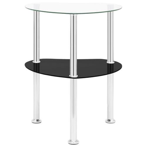 Sidebord med hylde 38x38x50 cm hærdet glas transparent og sort