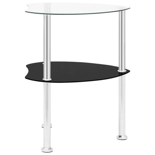 Sidebord med hylde 38x38x50 cm hærdet glas transparent og sort