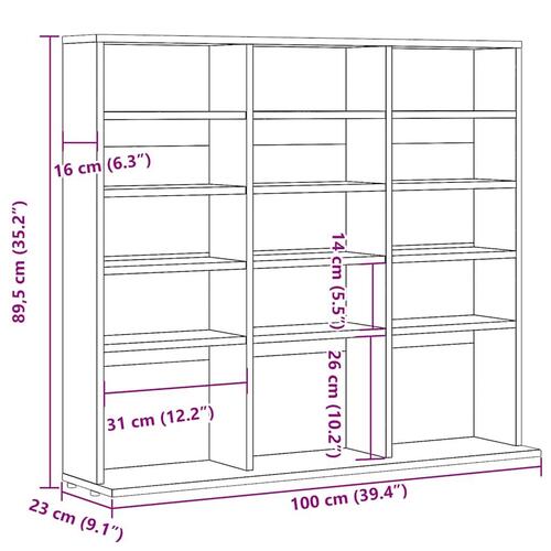 Reol 100x23x89,5 cm konstrueret træ kunsteg