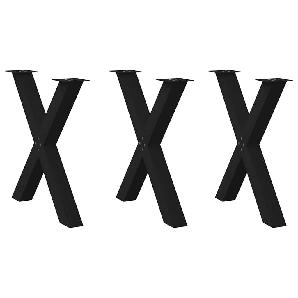 Spisebordsben X-formet 3 stk 80x(72-73) cm stål sort billede