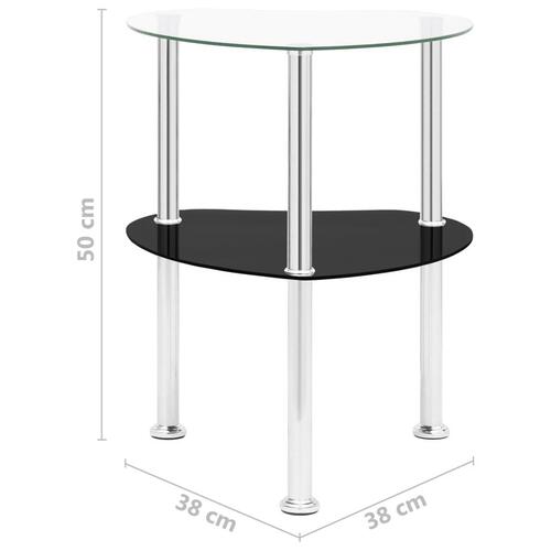 Sidebord med hylde 38x38x50 cm hærdet glas transparent og sort