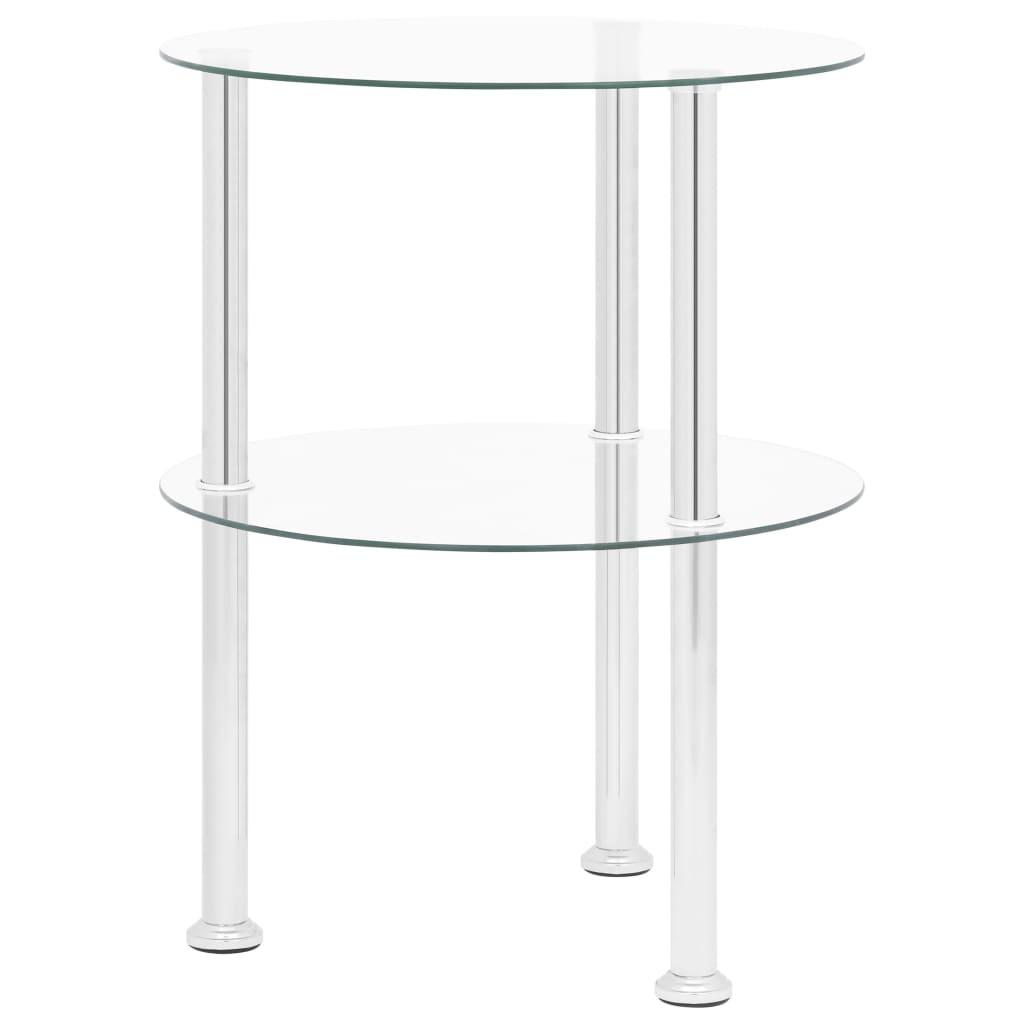 Sidebord med hylde 38 cm hærdet glas transparent