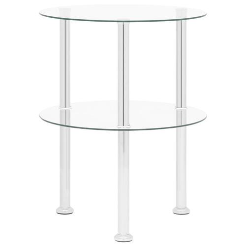 Sidebord med hylde 38 cm hærdet glas transparent