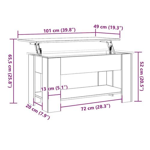 Sofabord 101x49x52 cm konstrueret træ kunsteg