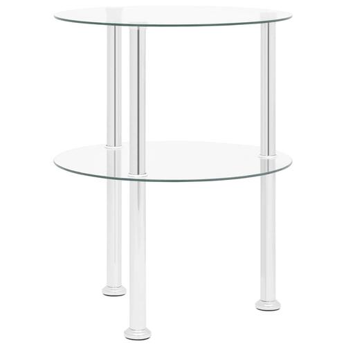 Sidebord med hylde 38 cm hærdet glas transparent