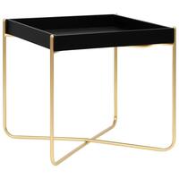 Sidebord 38x38x38,5 cm MDF sort og guldfarvet