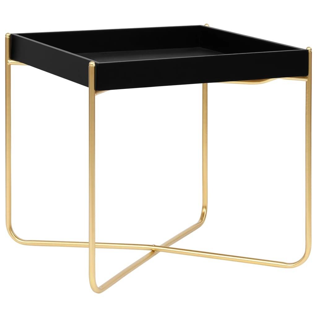 Sidebord 38x38x38,5 cm MDF sort og guldfarvet