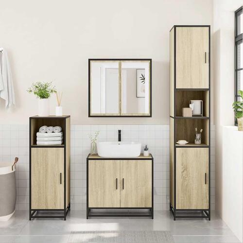 Badeværelsesskab 35x37,5x100 cm konstrueret træ sonoma-eg