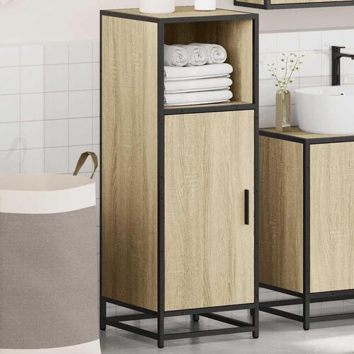 Badeværelsesskab 35x37,5x100 cm konstrueret træ sonoma-eg