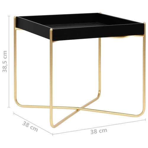 Sidebord 38x38x38,5 cm MDF sort og guldfarvet