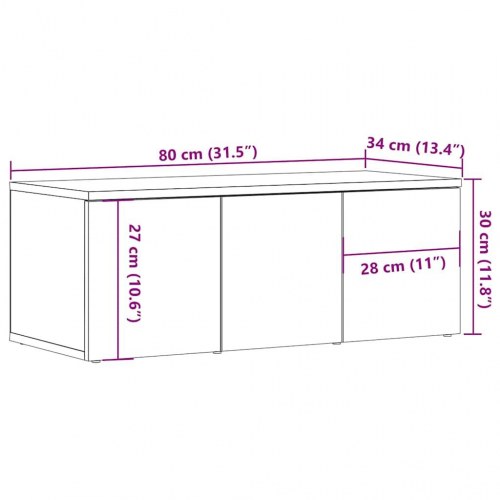 Tv-bord 80 × 34 × 30 cm i konstrueret træ - kunsteg