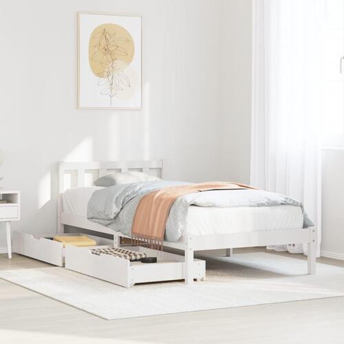 Sengeramme uden madras 75x190 cm massivt fyrretræ hvid