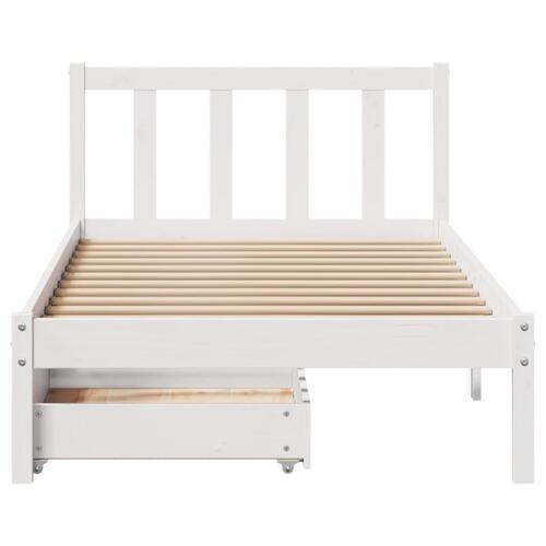 Sengeramme uden madras 75x190 cm massivt fyrretræ hvid