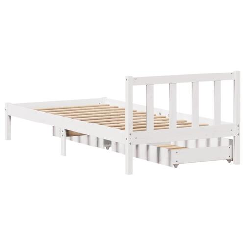 Sengeramme uden madras 75x190 cm massivt fyrretræ hvid