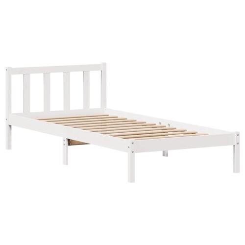 Sengeramme uden madras 75x190 cm massivt fyrretræ hvid