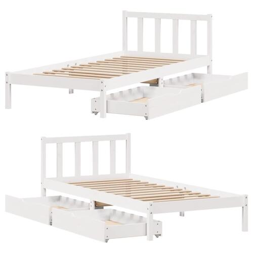 Sengeramme uden madras 75x190 cm massivt fyrretræ hvid