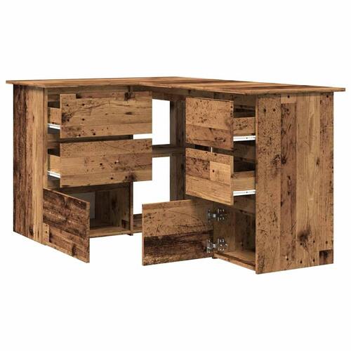 Skrivebord til hjørne 145x100x76 cm konstrueret træ antikt træ