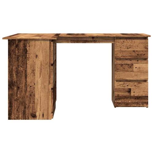 Skrivebord til hjørne 145x100x76 cm konstrueret træ antikt træ