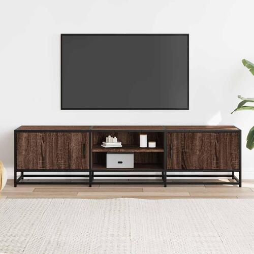 Tv-bord 160x35x41 cm konstrueret træ og metal brun egetræsfarve