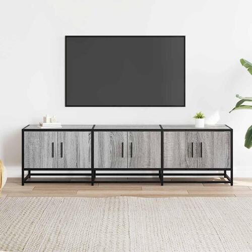 Tv-bord 150x35x41 cm konstrueret træ og metal grå sonoma-eg