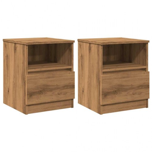 Sengeborde 2 stk. i kunsteg - 40 × 40 × 53 cm med skuffe