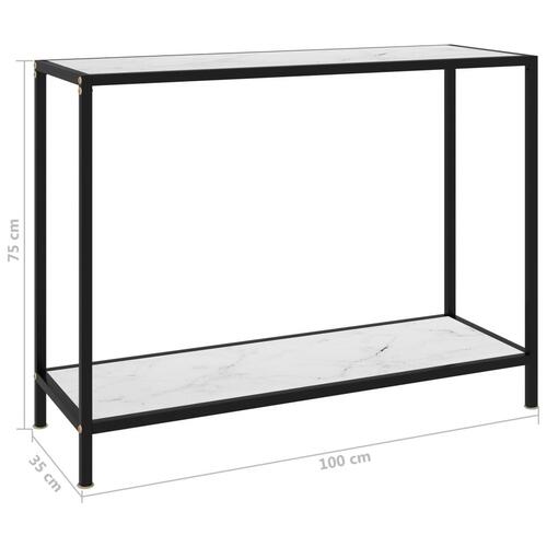 Konsolbord 100x35x75 cm hærdet glas hvid